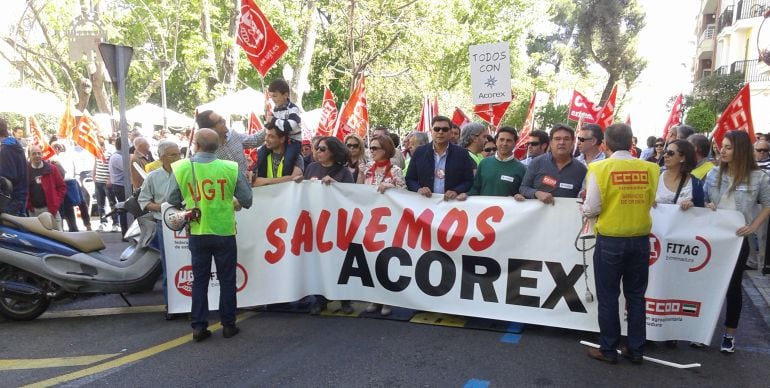 Manifestación contra el ERE en Acorex.