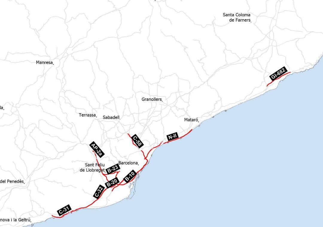 Mapa dels trams amb més accidents de moto i ciclomotor