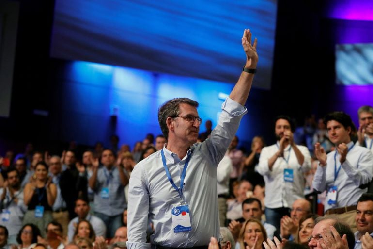 El presidente de la Xunta y líder del PP gallego, Alberto Núñez Feijóo, durante el XIX Congreso del PP