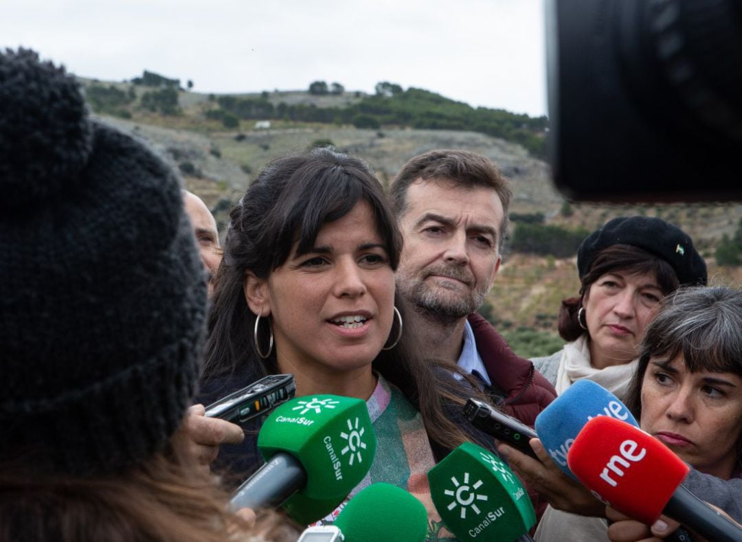 La candidata de Adelante Andalucía a presidir la Junta de Andalucía, Teresa Rodríguez, en Pegalajar