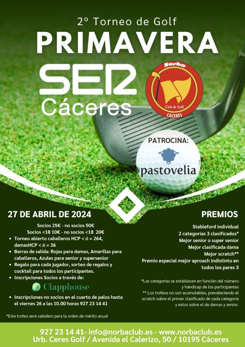 Cartel del II Torneo de Golf Primavera SER Cáceres