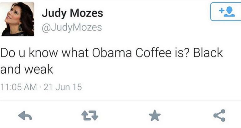 Tuit de Judy Mozes sobre Obama.