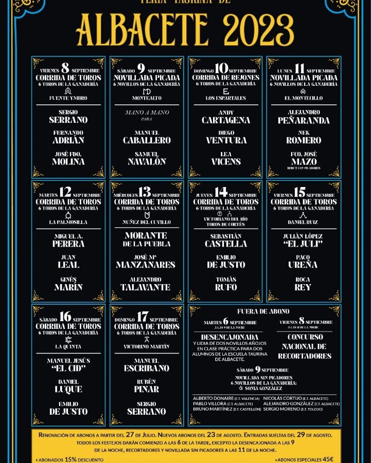 Carteles de la Feria Taurina de Albacete 2023