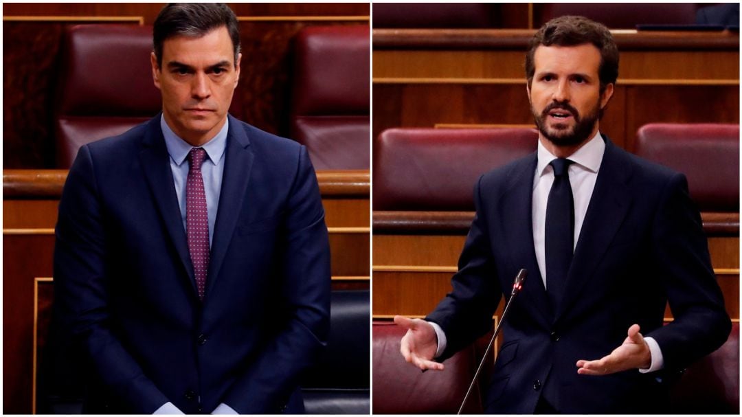 Pedro Sánchez y Pablo Casado, en el Congreso de los Diputados.