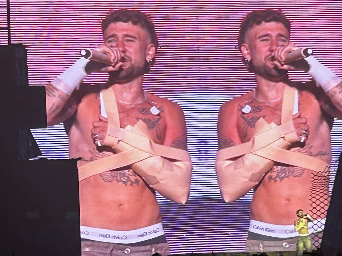 Dani Fernández durante el concierto tras la caída