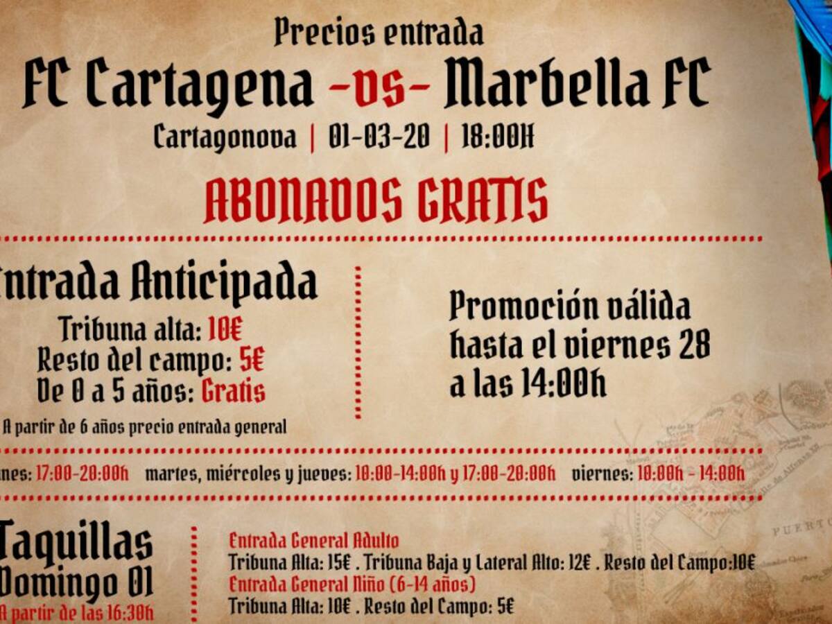 El Efesé busca llenar el Cartagonova ante el Marbella con entradas a 5 euros