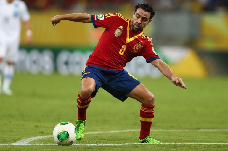 Xavi Hernández, con la selección española.