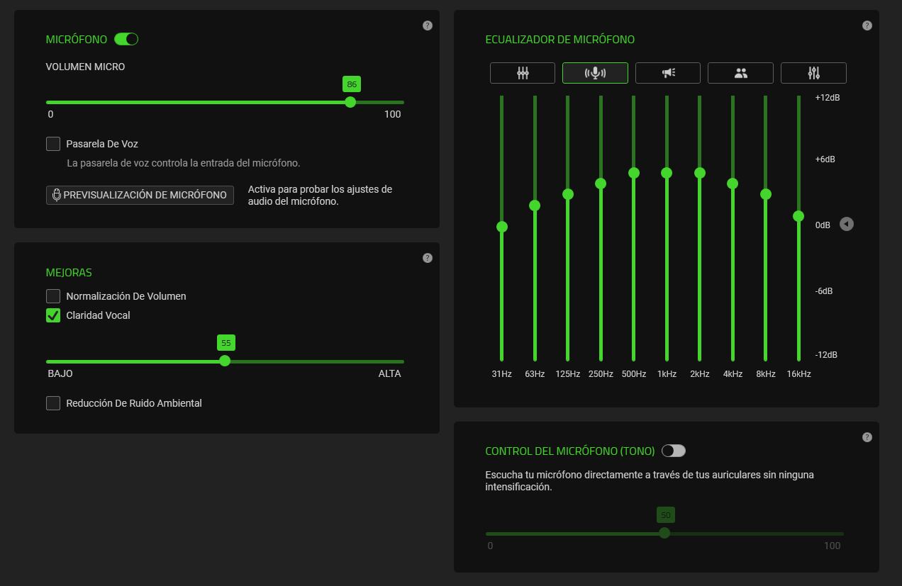 Configuración del micrófono.