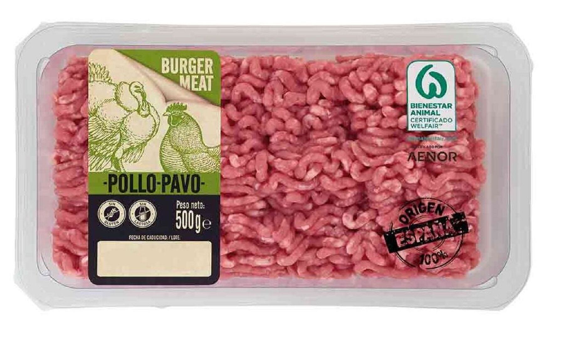 Imagen del pack de carne picada de pollo y pavo, disponible en los supermercados Lidl.