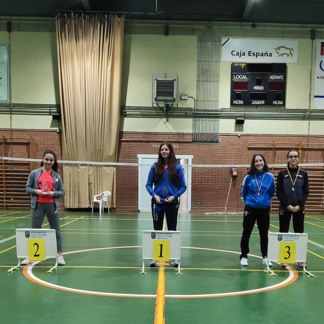 Podio de la categoría sub 19, con Cristina Quintanilla en el tercer puesto.