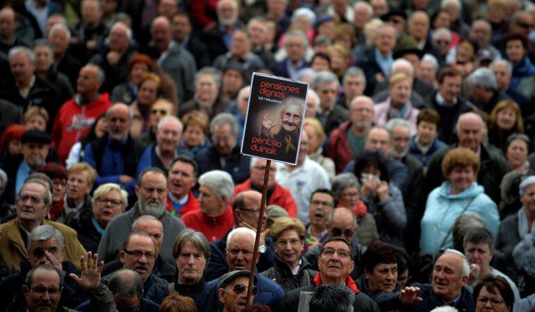 Manifestación de pensionistas en Bilbao el pasado 9 de abril