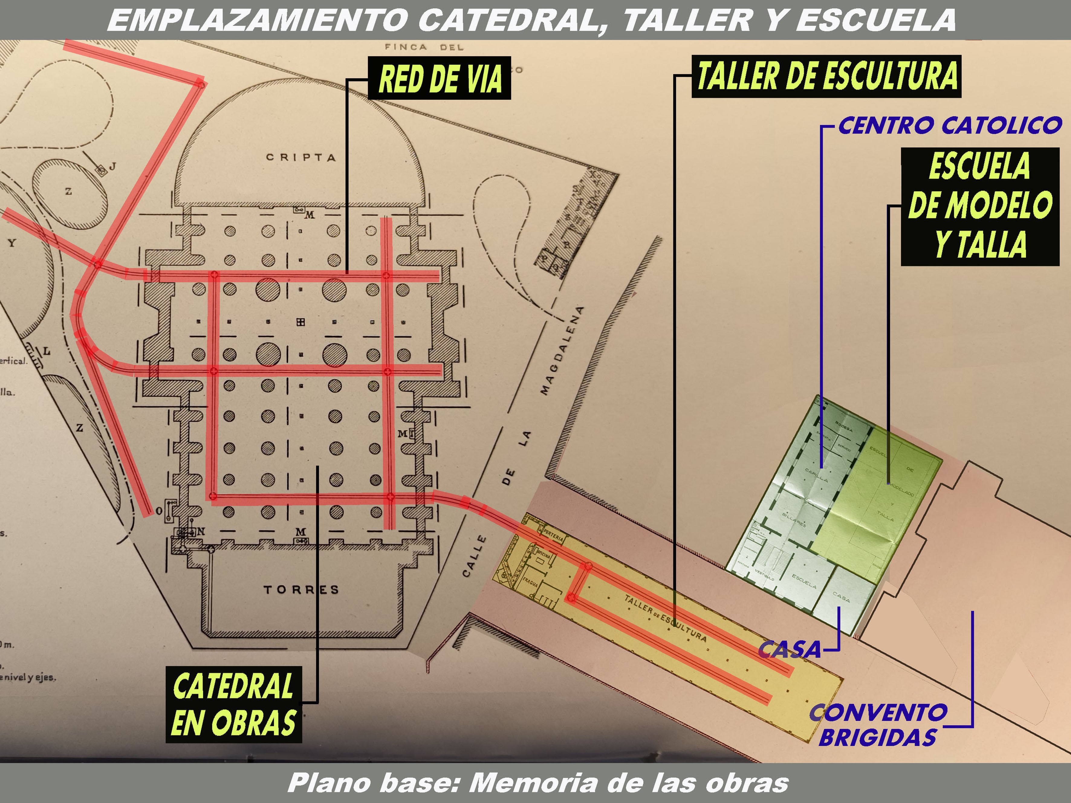 Plano del emplazamiento de la catedral taller y escuela; Archivo de Álava