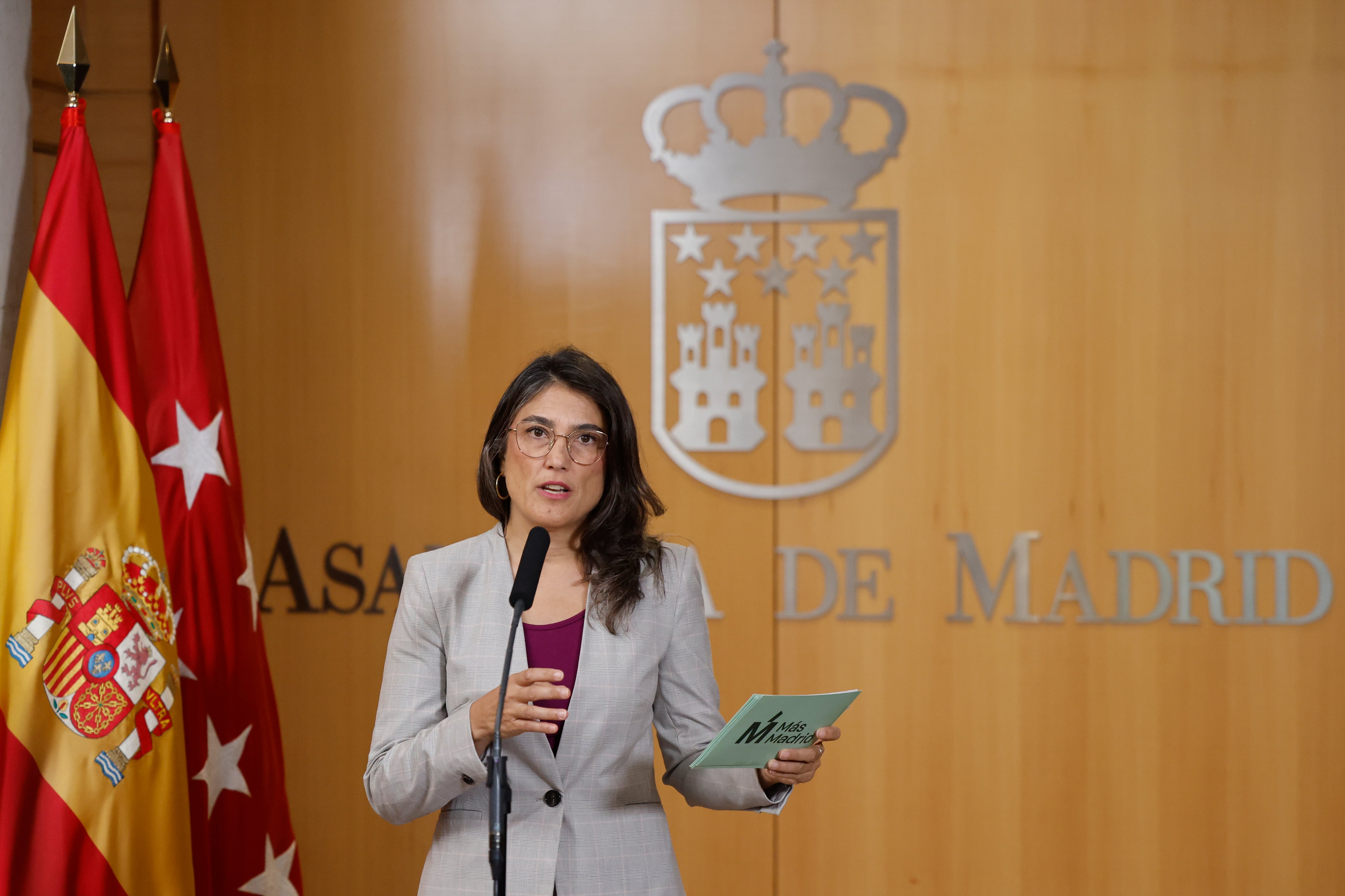 (ARCHIVO) La portavoz de Más Madrid, Manuela Bergerot, durante una rueda de prensa en la Asamblea de Madrid. EFE/ Sergio Pérez