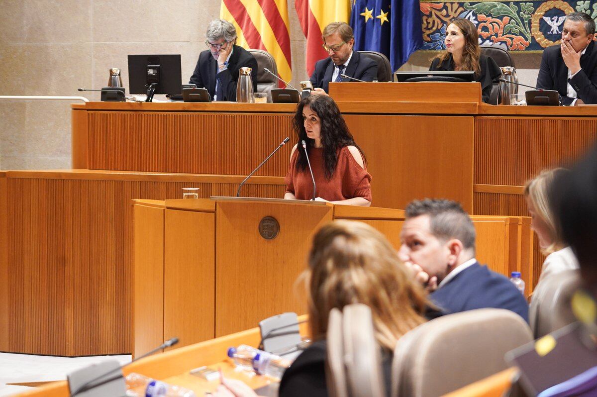 Marta Abengochea (IU), durante la investidura de Jorge Azcón