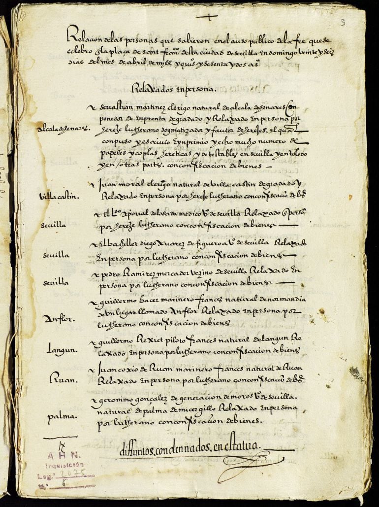 Auto de fe celebrado en Sevilla en el que salió, entre otros, el famoso fraile que escribió la Biblia del Oso Casiodoro de Reina, natural de Montemolín (Badajoz).