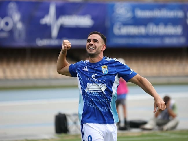 Nané celebra el gol en Chapín ante el UCAM Murcia