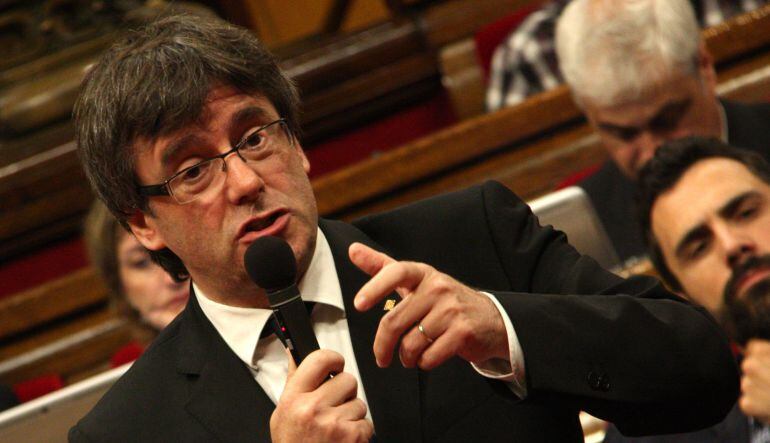 Carles Puigdemont, en la sesión de control del Parlament de Catalunya