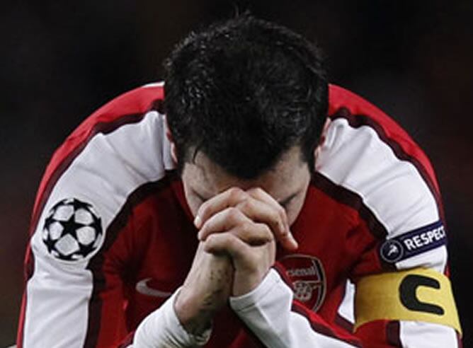 Cesc, durante un partido de Champions con el Arsenal