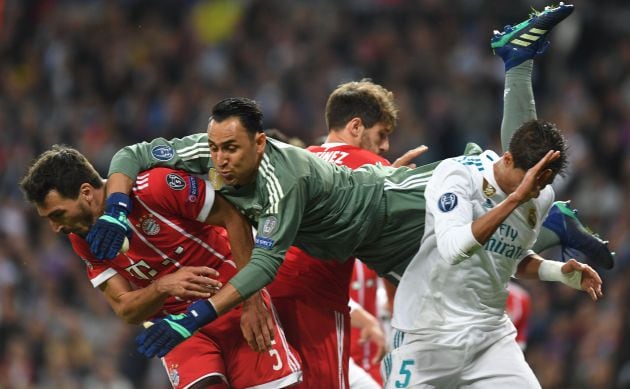 Keylor Navas, en el partido del Bernabéu ante el Bayern.