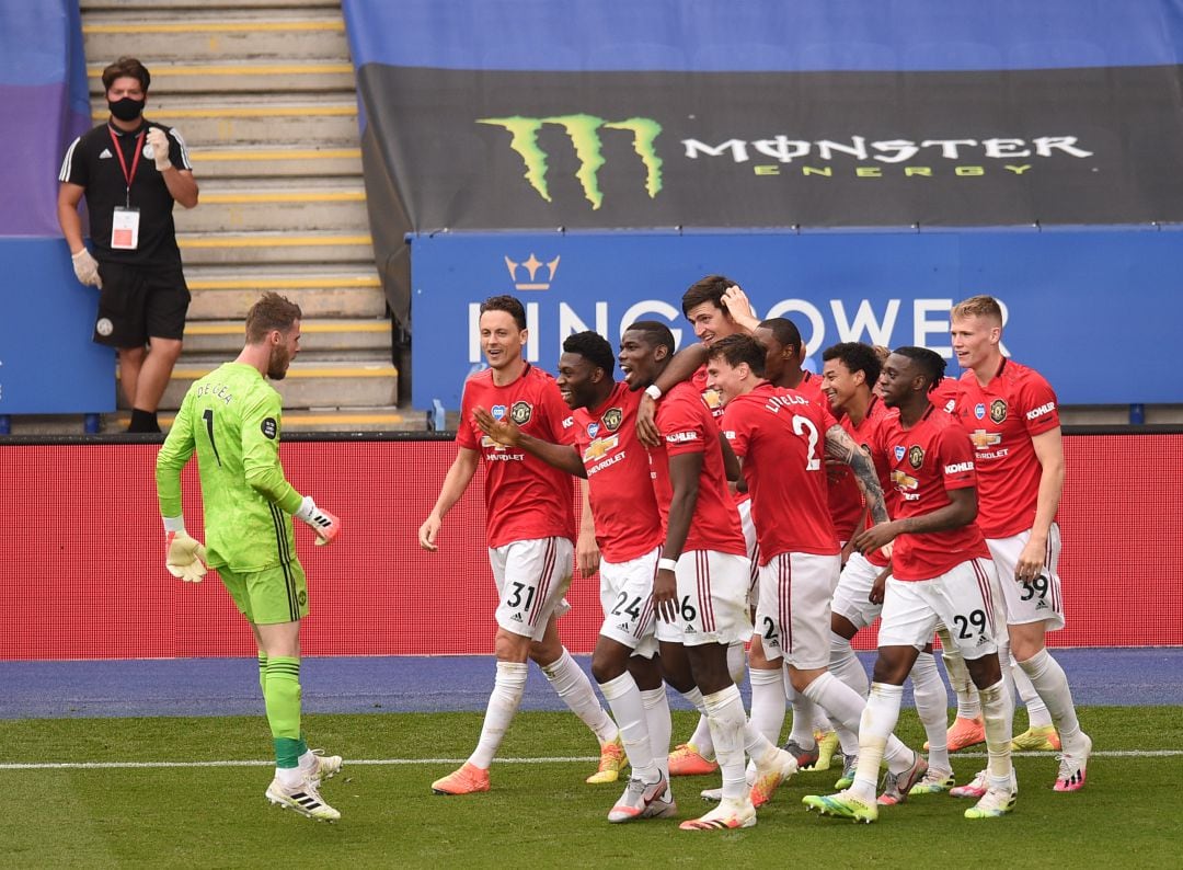 Los jugadores del United celebran un gol. 