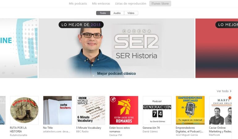 Portada de podcasts de la iTunes Store.