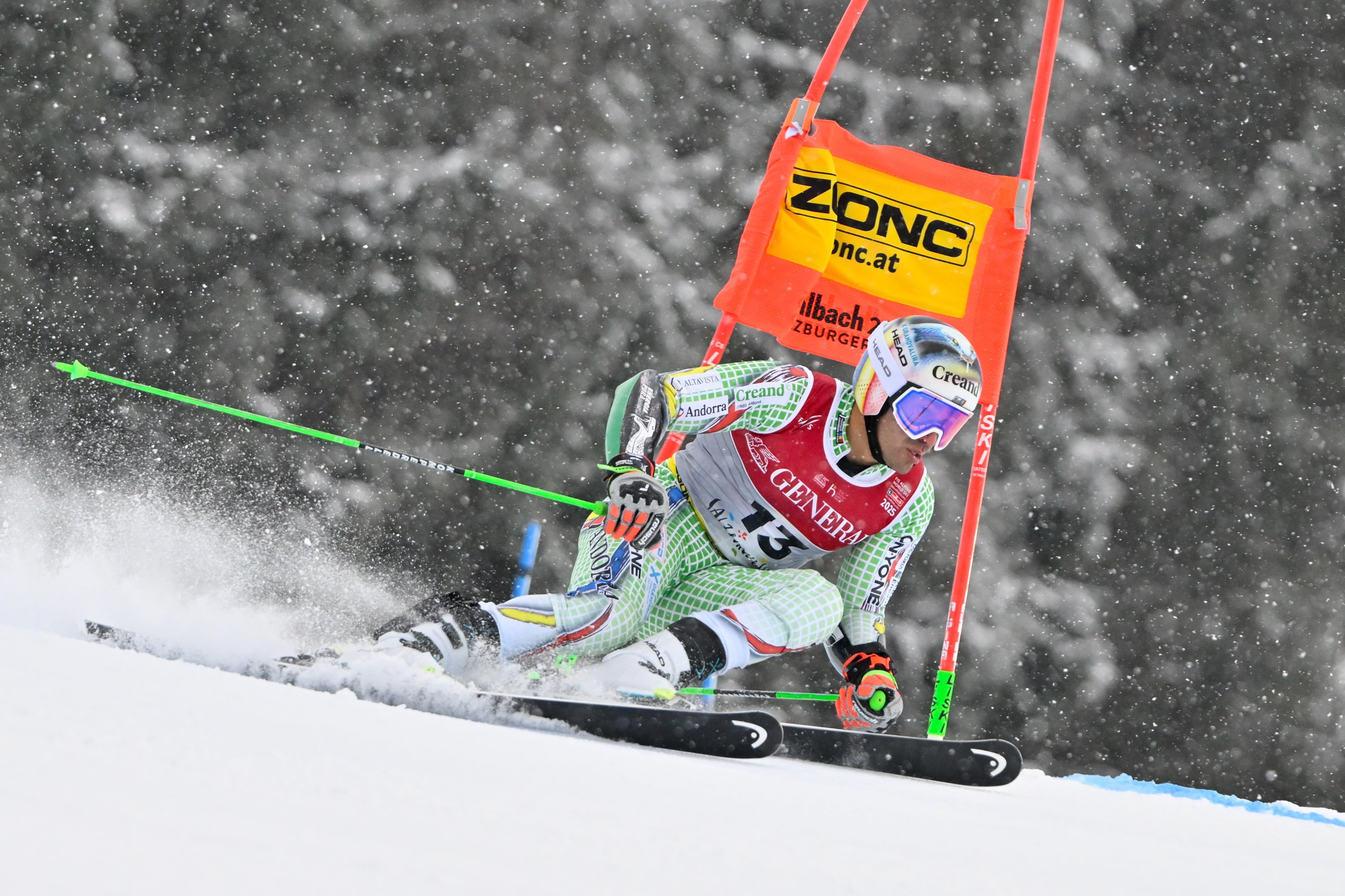 Joan Verdú a la primera mànega del GS dels Mundials de Saalbach