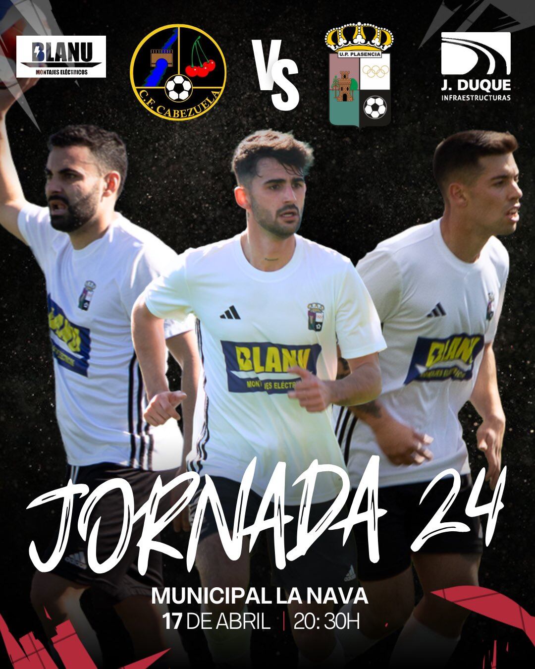 Cartel anunciador del partido por redes sociales