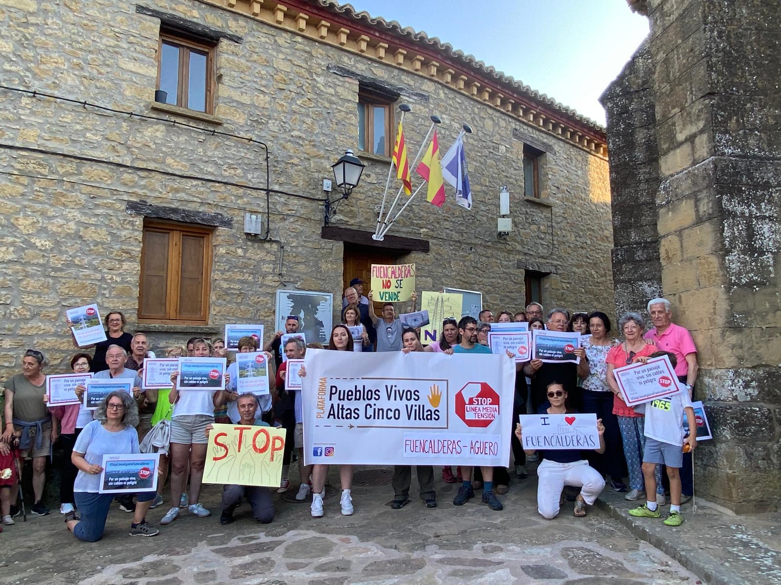 Protesta vecinal contra la línea de Media Tensión /Plataforma Pueblos Vivos Altas Cinco Villas
