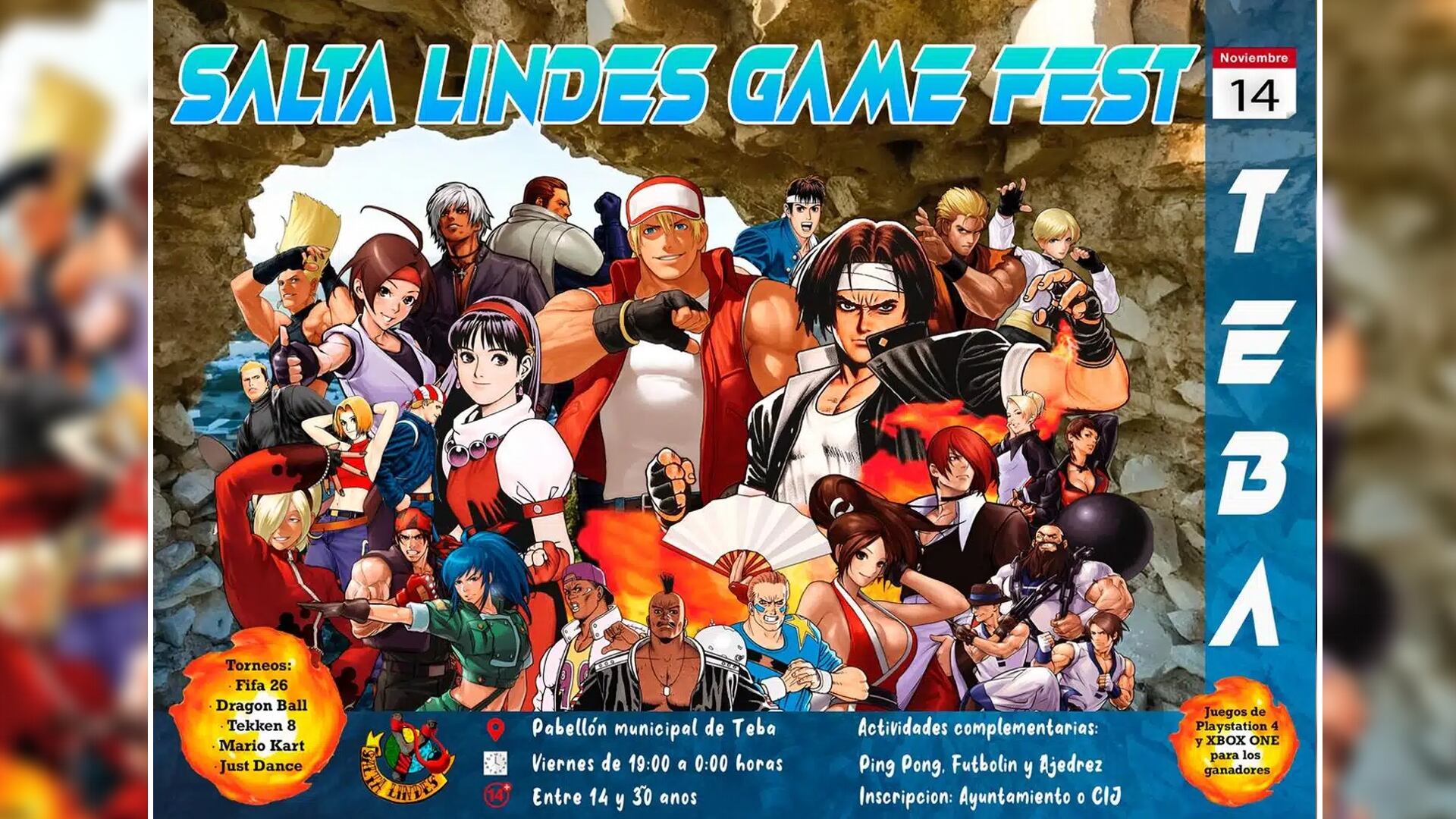 Cartel del Salta Lindes Game Fest que se llevará a cabo este año en Teba