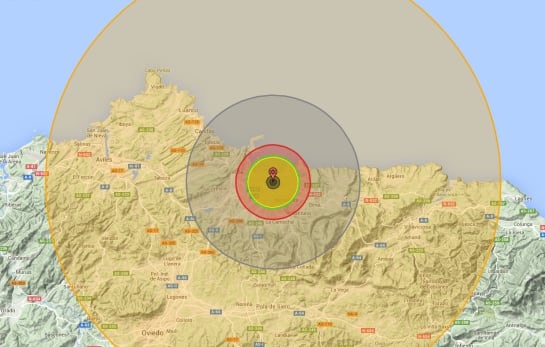 Simulación de una explosión nuclear de 10 megatones sobre Gijón.