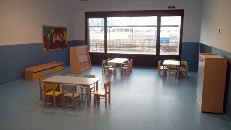 Un aula de Primaria del nuevo colegio de Mariturri en Zabalgana