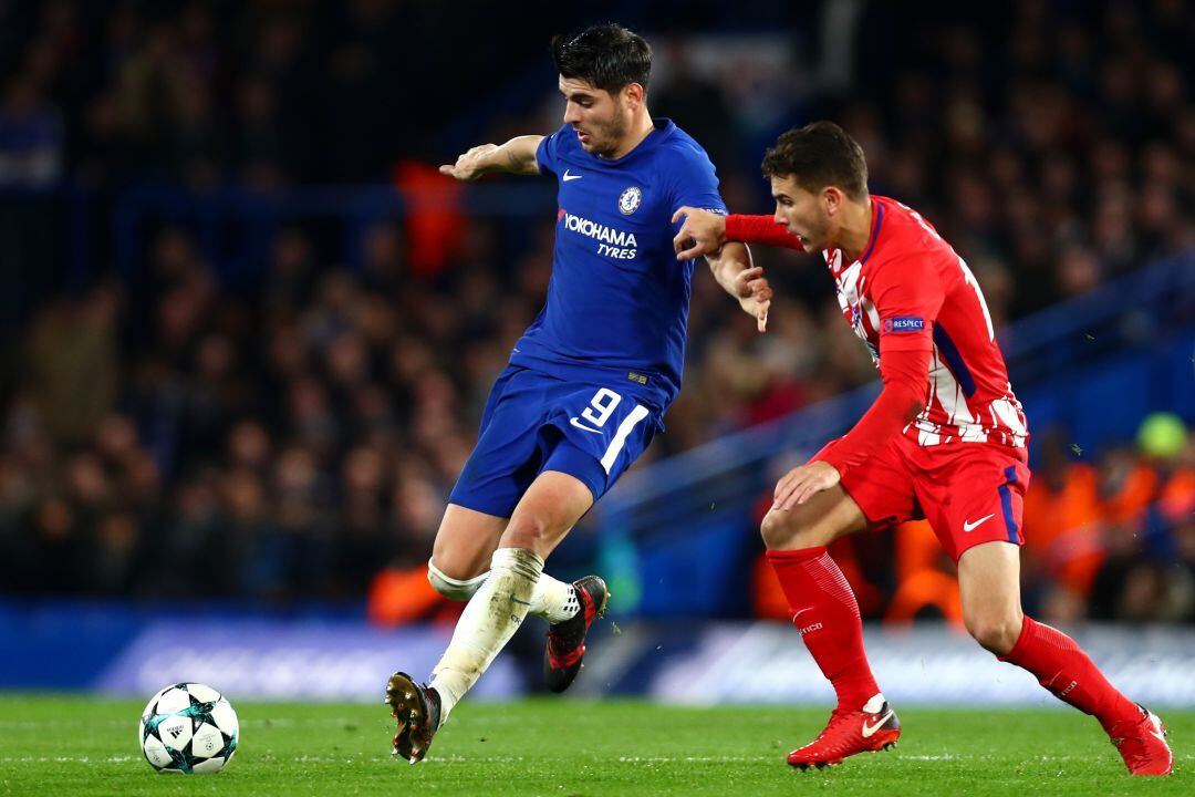 Álvaro Morata, en un choque de la Champions entre el Chelsea y el Atlético.