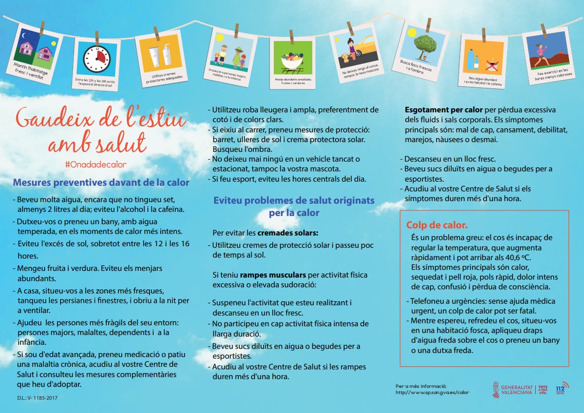Tríptico de la conselleria de Sanitat para combatir el calor