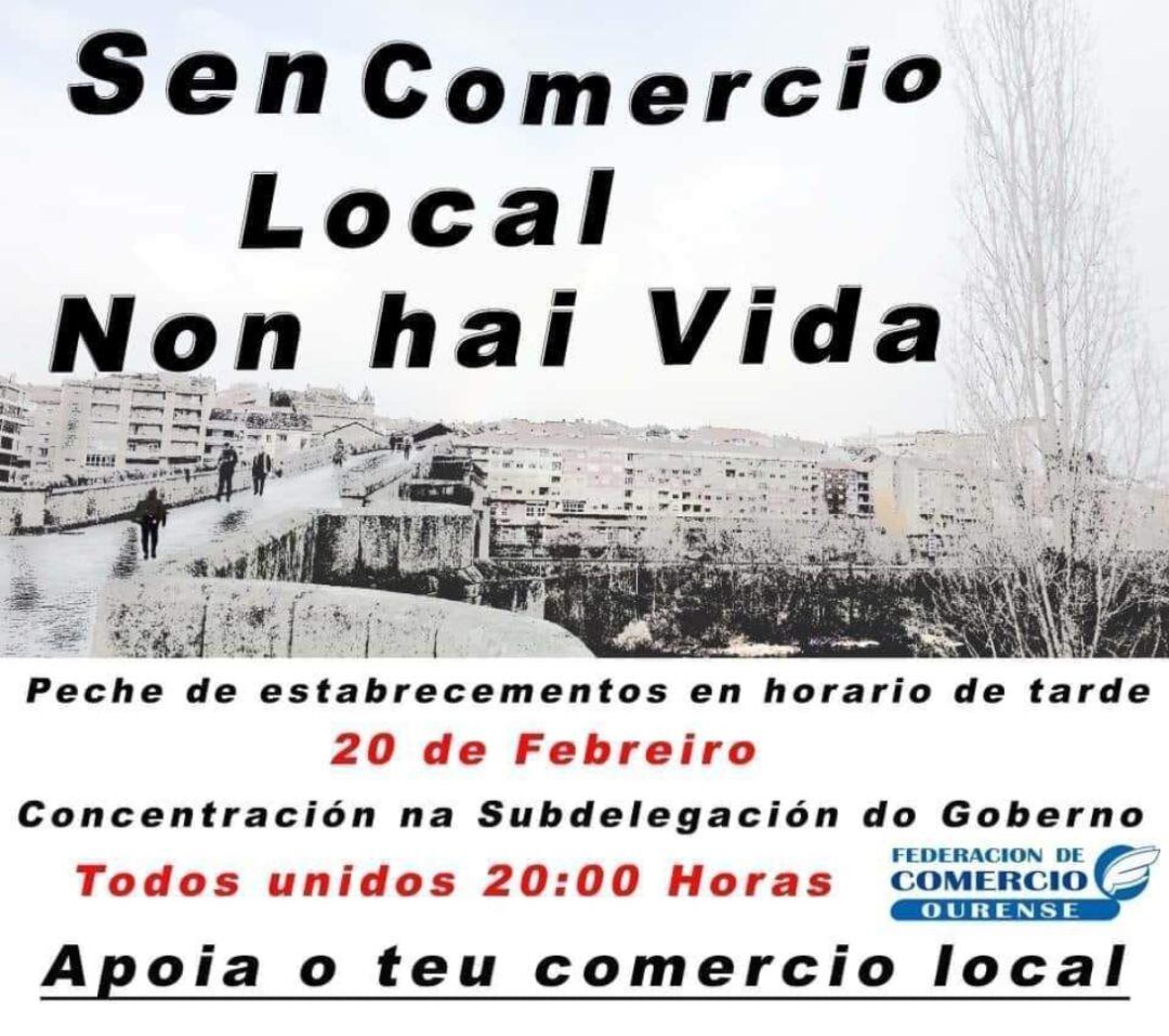 Llaman al cierre de establecimientos la tarde del 20 de febrero y a una concentración a las 20,00 horas ante la Subdelegación del Gobierno