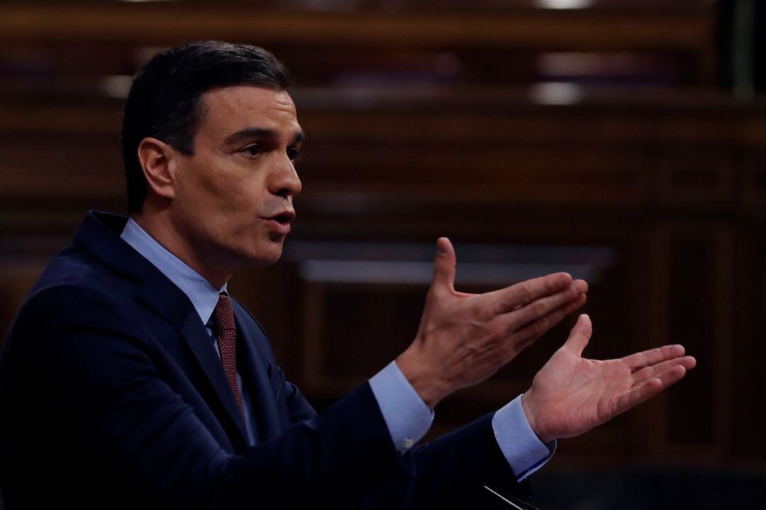 El presidente del Gobierno, Pedro Sánchez, durante el pleno del Congreso este miércoles