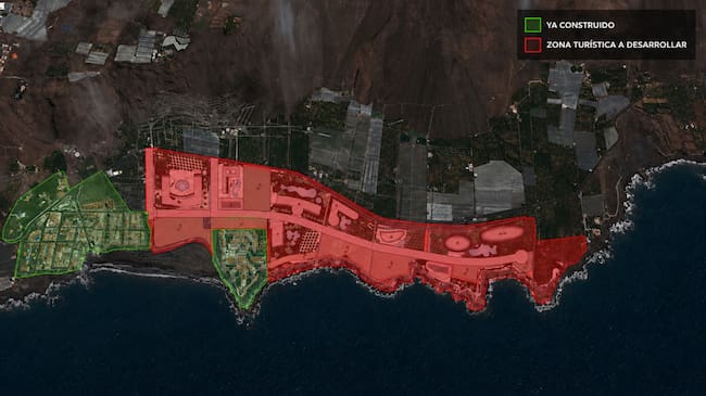 Comparativa entre lo ya construido en Puerto Naos y la perspectiva de futuro
