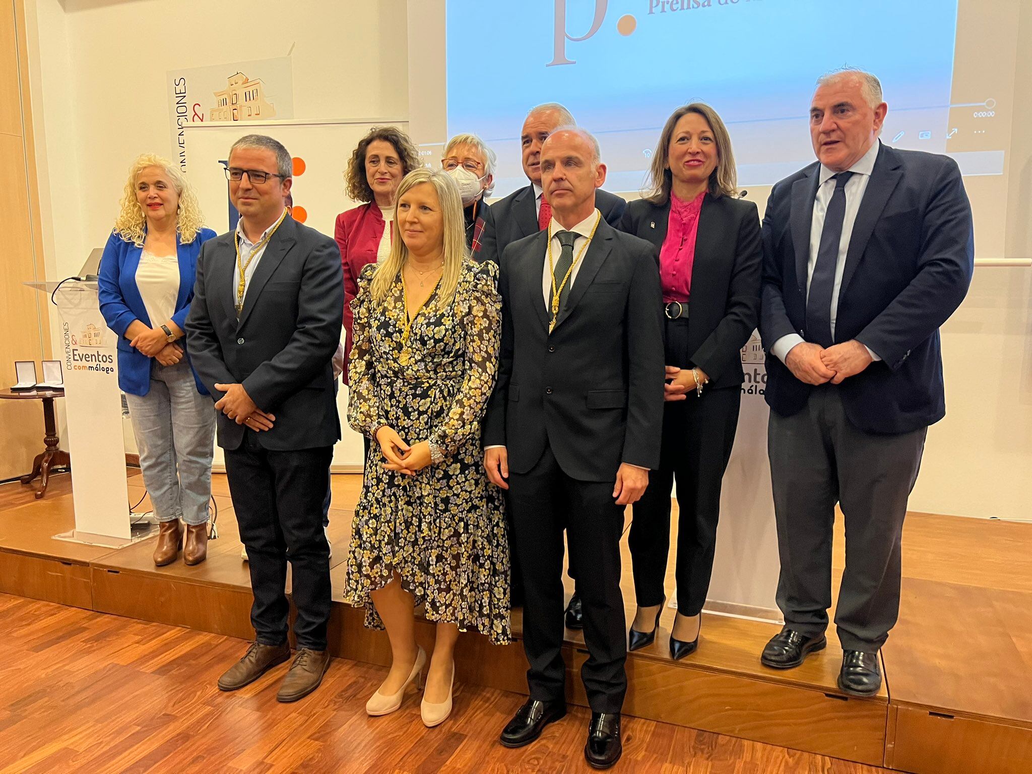 Los tres premiados en primera fila durante el acto celebrado este lunes en Málaga