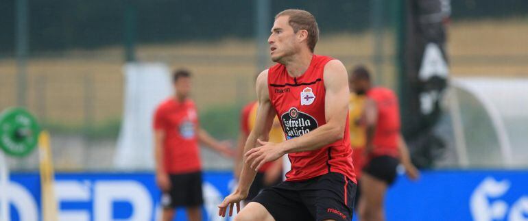 Álex Bergantiños en un entrenamiento