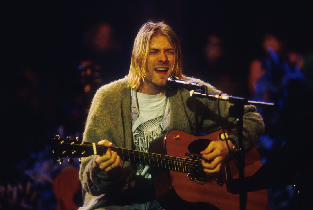 Kurt Cobain, durante la grabación del MTV Unplugged.