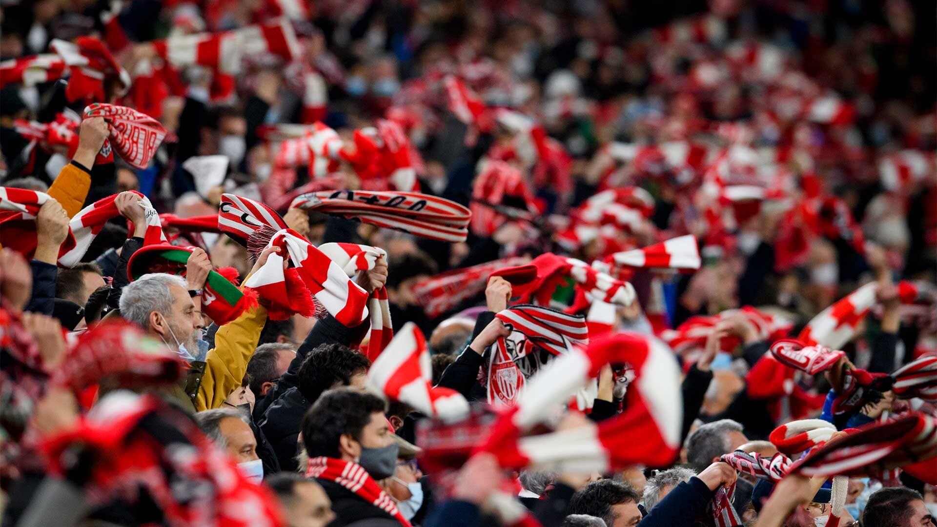 La grada de San Mamés, durante el partido frente al FC Barcelona