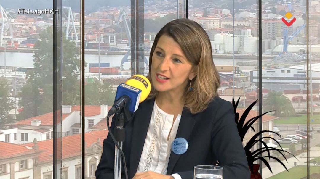 Yolanda Díaz en el plató de Televigo
