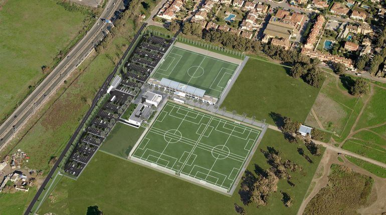Recreación virtual de como quedarían los campos de la Ciudad Deportiva del Málaga