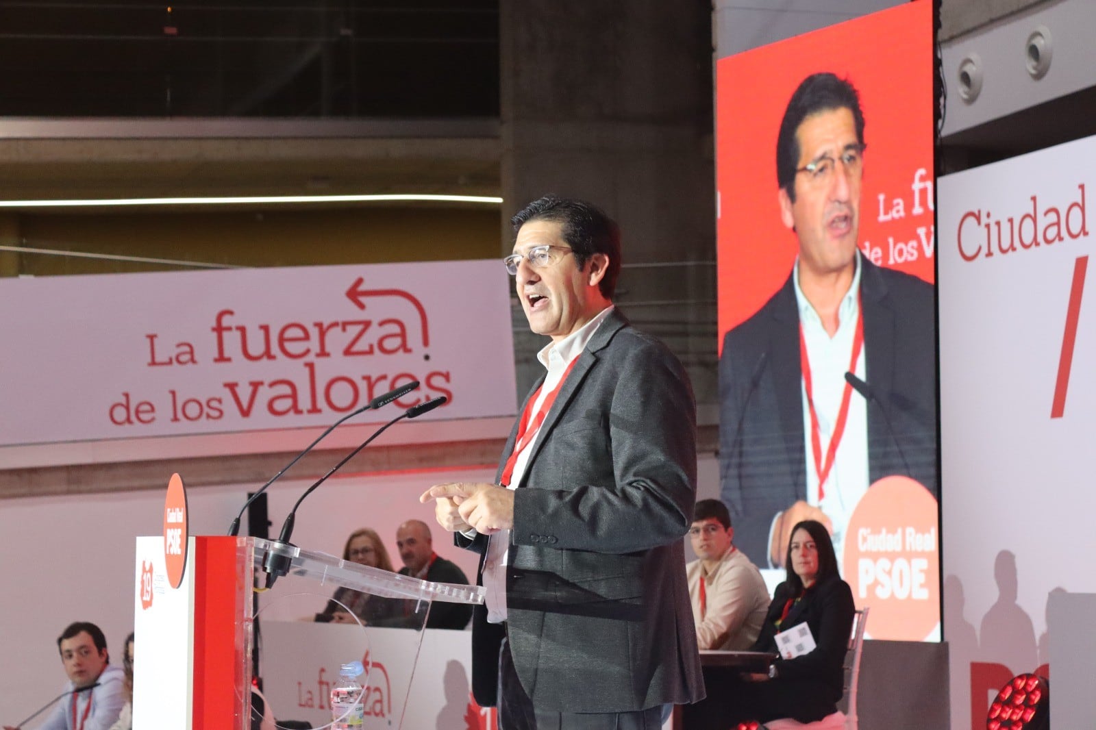 Jose Manuel Caballero secretario general del PSOE en Ciudad Real durante su discurso