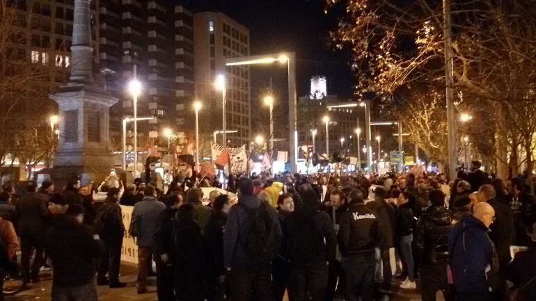 Protesta de la plantilla de AUZSA el pasado 4 de febrero en la plaza Aragón