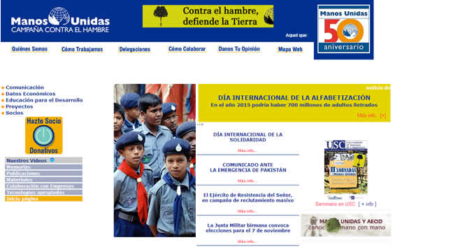 Web de la ONG Manos Unidas