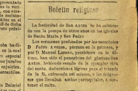 Referencia a San Antón en &#039;El Eco de Daimiel&#039; (1888)