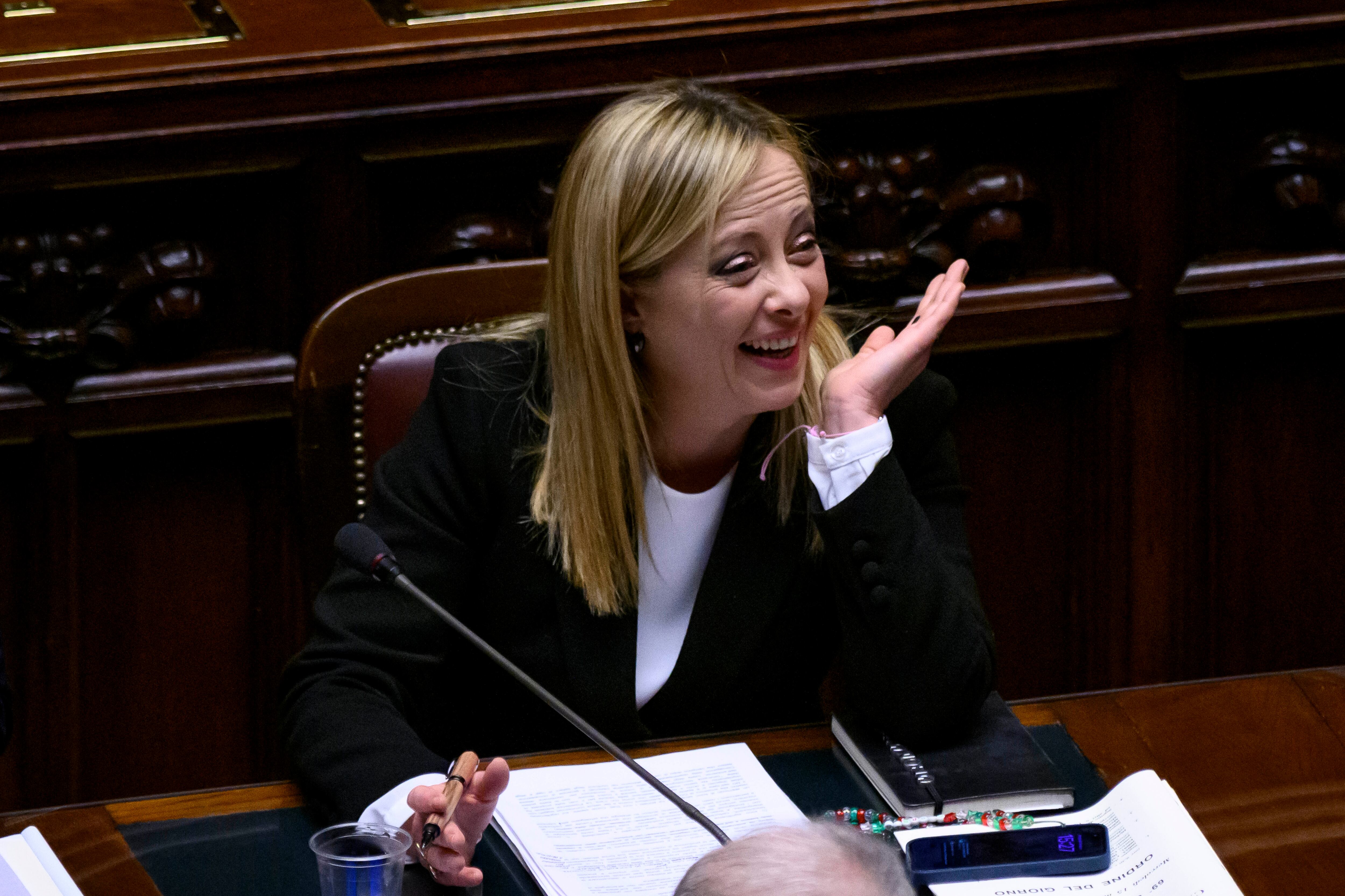 La primera ministra de Italia, Giorgia Meloni, durante una comparecencia en la Cámara de Diputados