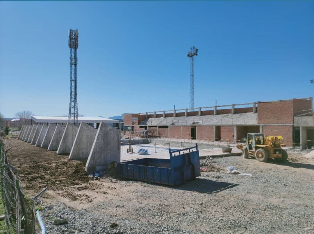 Estado de las obras de la piscina en el mes de Febrero