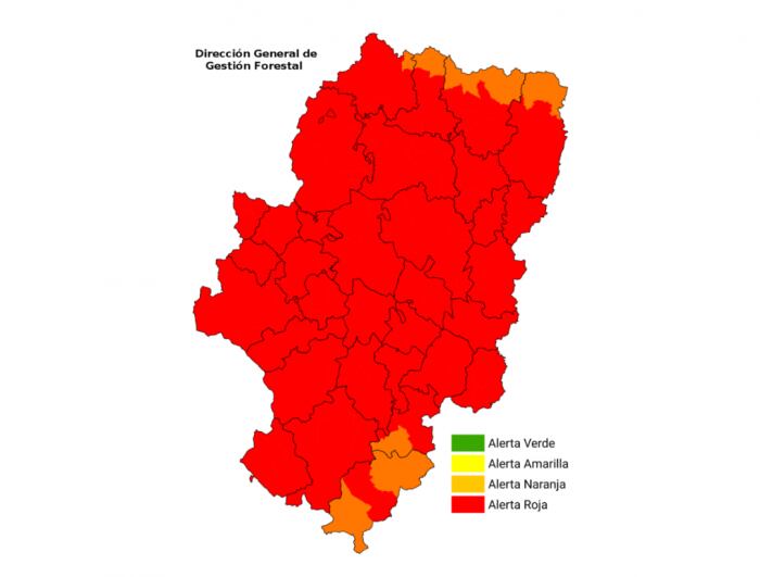 Alerta roja en Aragón por riesgo de incendios