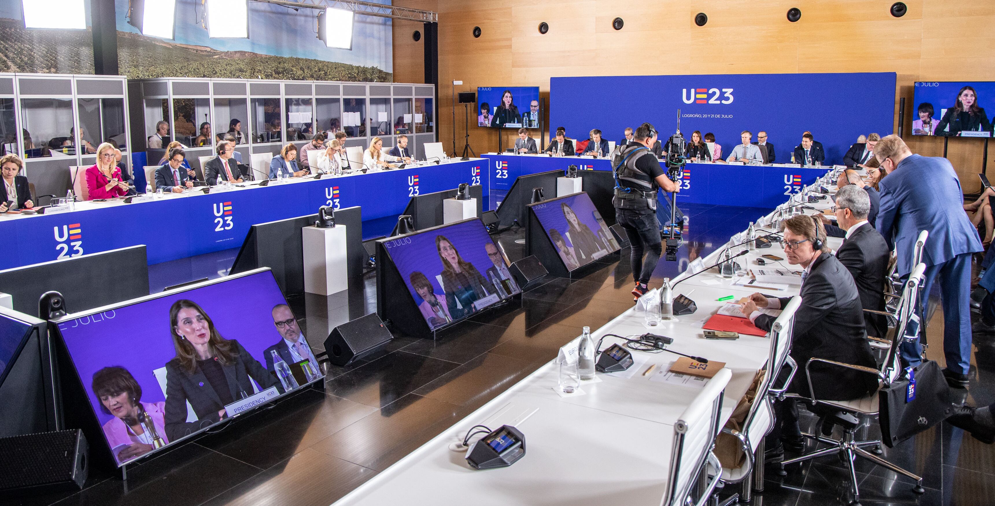 LOGROÑO (LA RIOJA) 21/07/2023.- Segunda jornada de la reunión informal ministerial de Justicia e Interior de la Presidencia española del Consejo de la UE este viernes en Logroño. EFE/ Raquel Manzanares. EFE/Raquel Manzanares